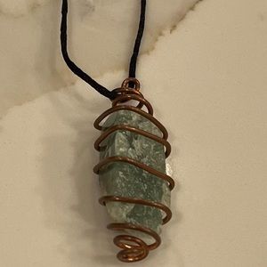 Green Aventurine crystal with copper necklace